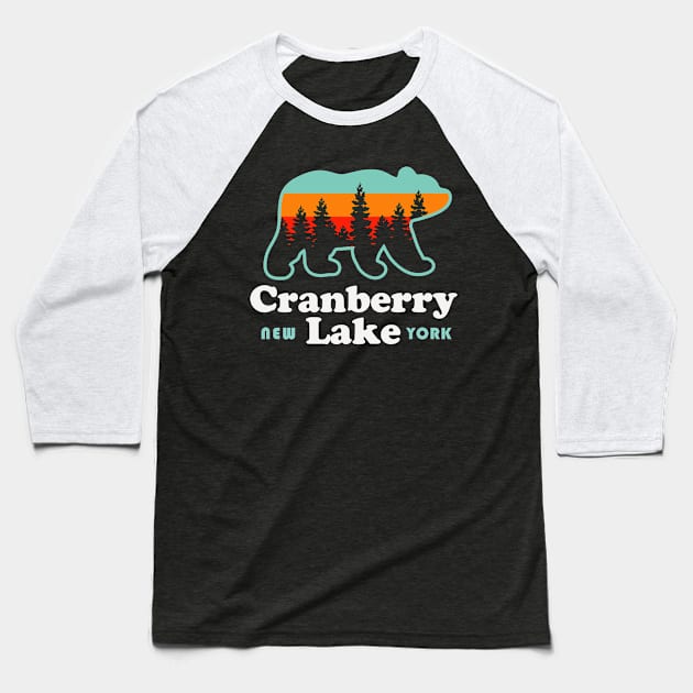 Cranberry Lake New York Hiking Fishing Camping Baseball T-Shirt by PodDesignShop